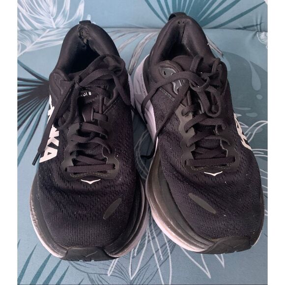 HOKA ONE ONE Bondi 8 black white Sneakers Gym SHOES women’s 7.5 - Picture 4 of 10
